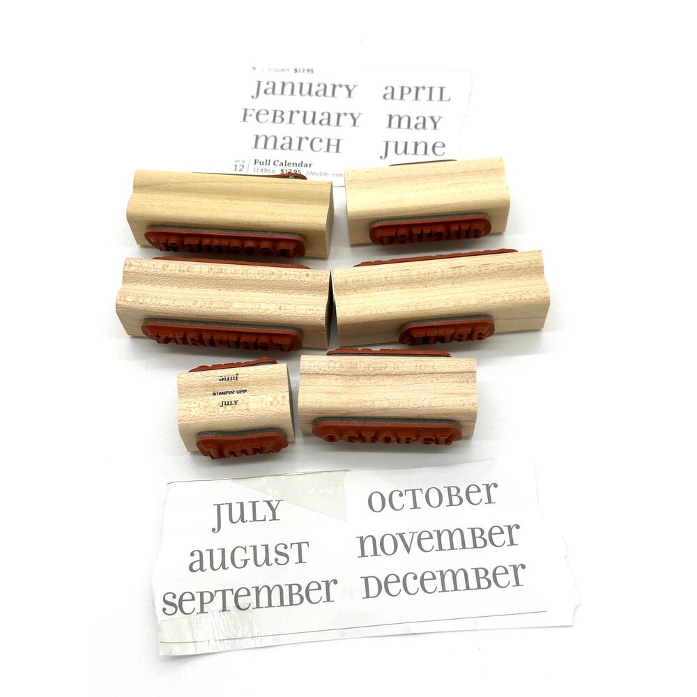 Stampin' Up! Full Calendar Rubber Rubber Stamps Months Double Mounted 114966